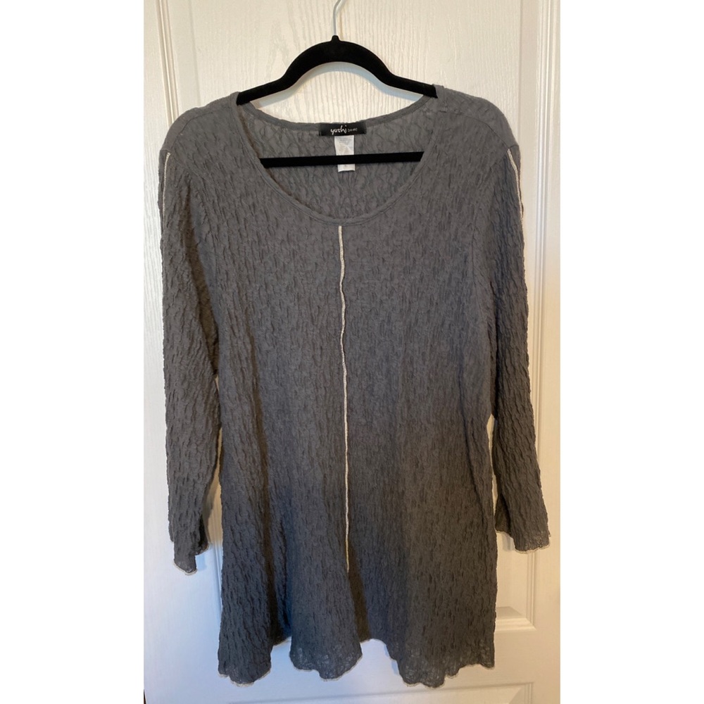 Yushi Gray Tunic with Ivory Piping Size XL